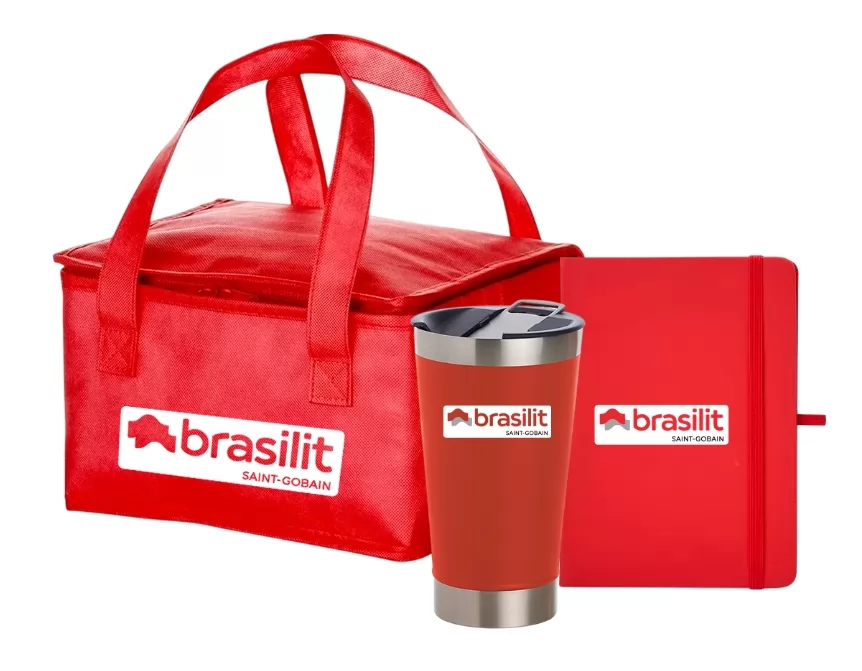 Kit com Copo Térmico Caderneta e Bolsa Térmica 